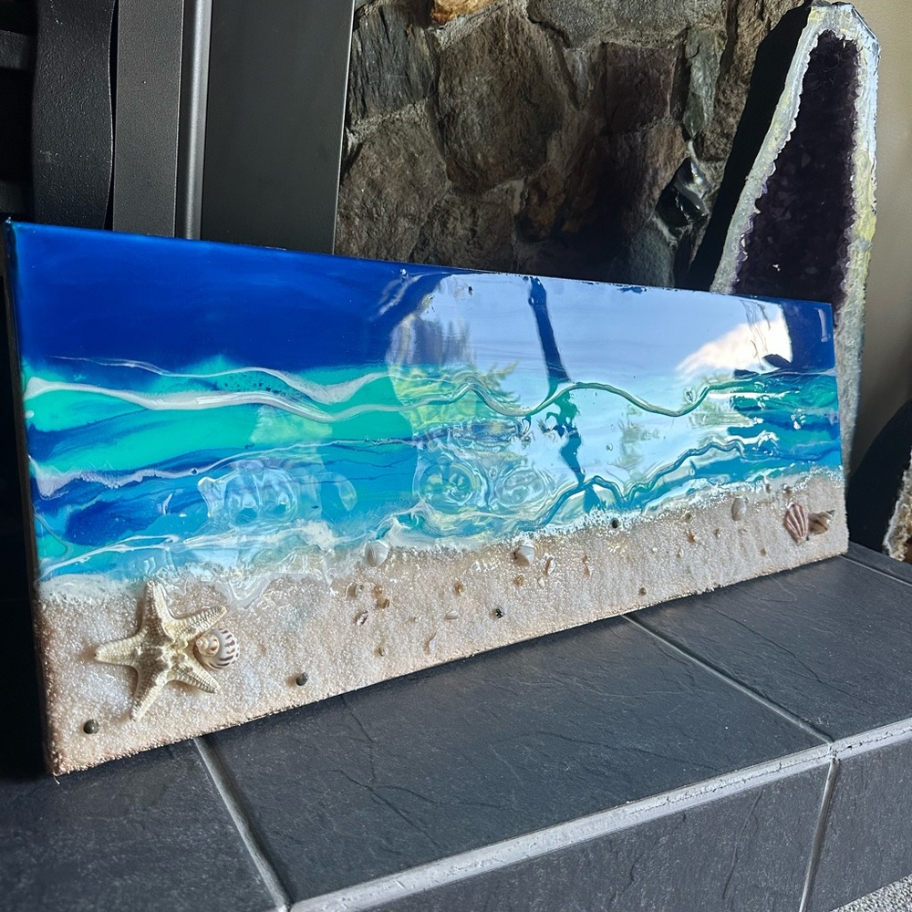 Coastal Resin Art real shells and sand